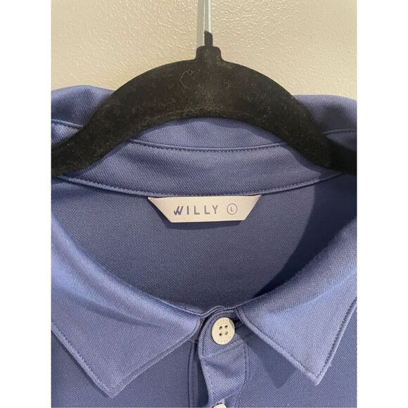 Large Athletic Polo Shirt-Blue-WILLY California-S/S Pima Cotton Ret$70 EUC Large - Picture 3 of 5